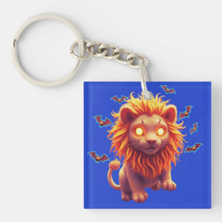 Ghost Lion Halloween T-Shirt for Spooky Animal lov Key Ring