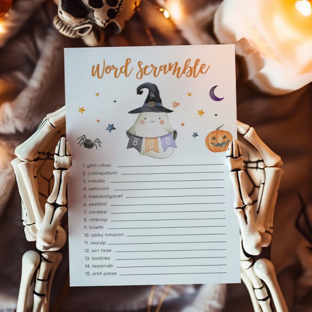 Ghost Little Boo Baby Shower Word Scramble Game (Little Boo Baby Shower Word Scramble with Front and Back)