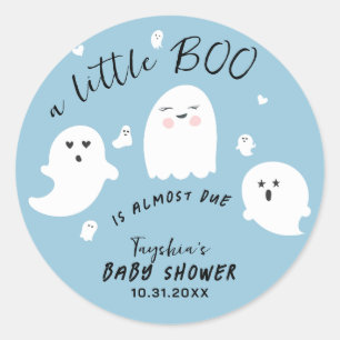 Ghost Little Boo Boy Halloween Baby Shower Classic Round Sticker