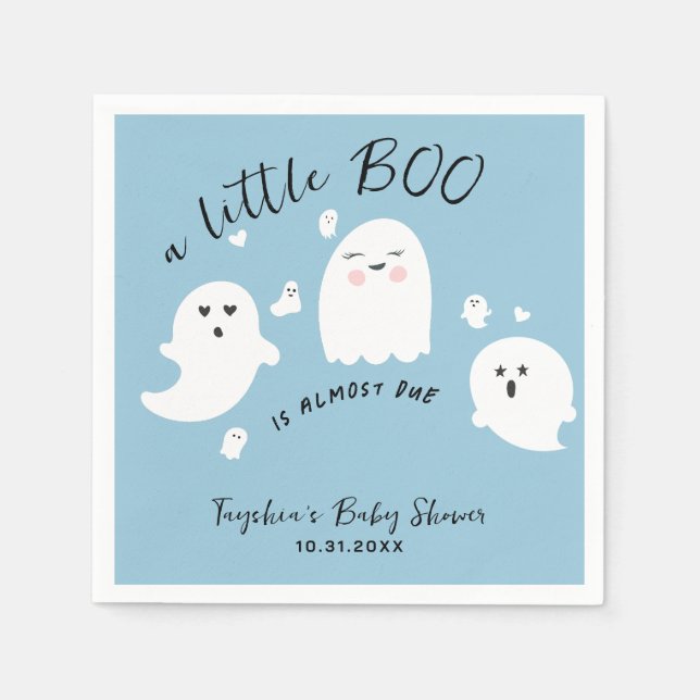 Ghost Little Boo Boy Halloween Baby Shower Napkin (Front)