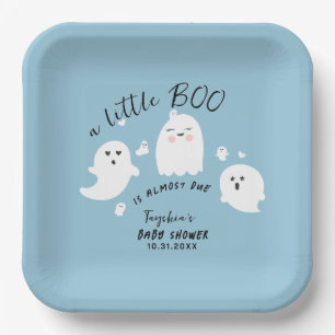 Ghost Little Boo Boy Halloween Baby Shower Paper Plate