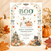 Ghost Little Boo Halloween Baby Shower Invite