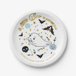 Ghost Little Boo Halloween Boy Baby Shower Paper Plate