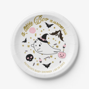 Ghost Little Boo Halloween Girl Baby Shower Paper Plate