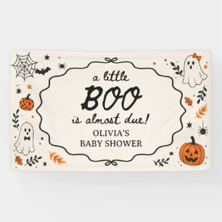 Ghost Little Boo Is Due Halloween Baby Shower Banner