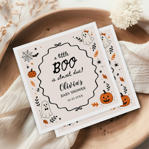Ghost Little Boo Is Due Halloween Baby Shower Napkin