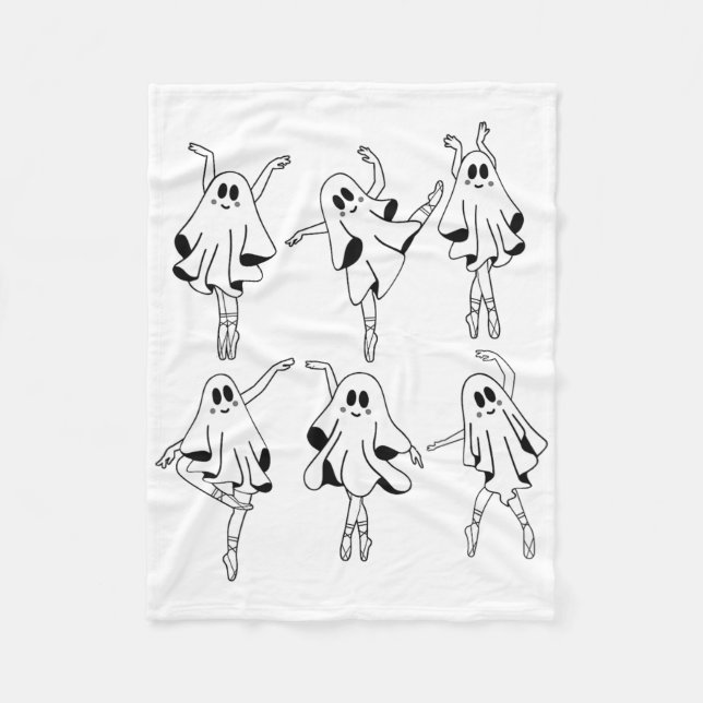 Ghost Llerinas Llet Dance Halloween Cute Ghost  Fleece Blanket (Front)