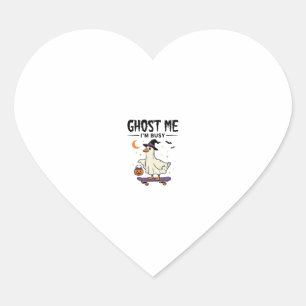 Ghost Me Im Busy Halloween Goose Skateboard Heart Sticker