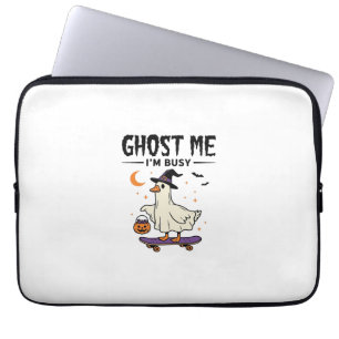 Ghost Me Im Busy Halloween Goose Skateboard Laptop Sleeve