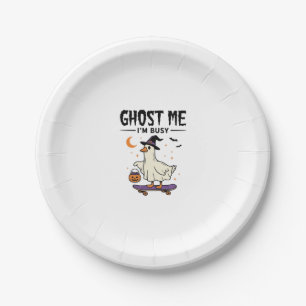 Ghost Me Im Busy Halloween Goose Skateboard Paper Plate