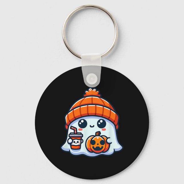 Ghost Mens Halloween  Key Ring (Front)