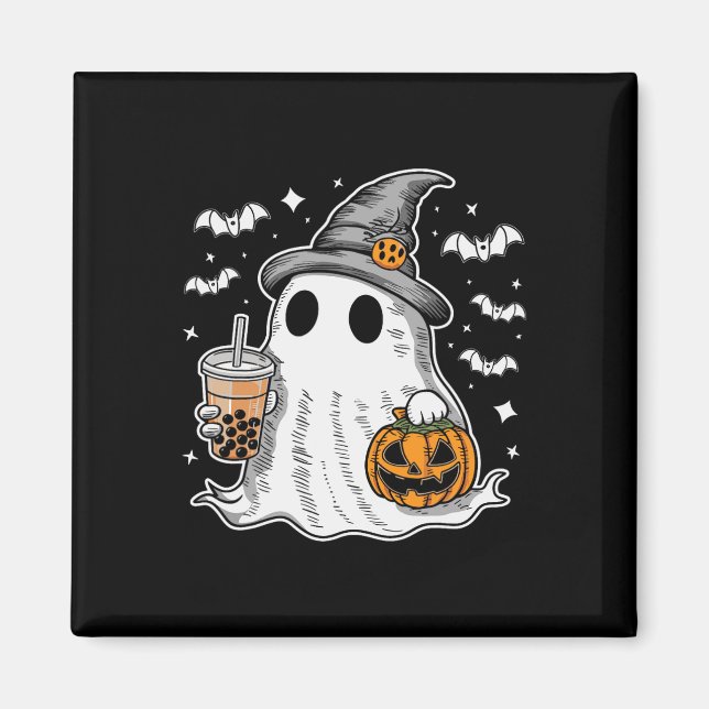 Ghost Milktea Ghost Drinking Bubble Tea  Magnet (Front)