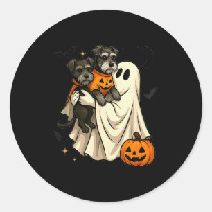 Ghost Miniature Schnauzer Dog Halloween  Classic Round Sticker