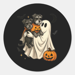 Ghost Miniature Schnauzer Dog Halloween Classic Round Sticker
