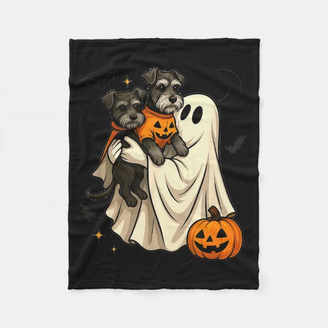Ghost Miniature Schnauzer Dog Halloween  Fleece Blanket (Front)