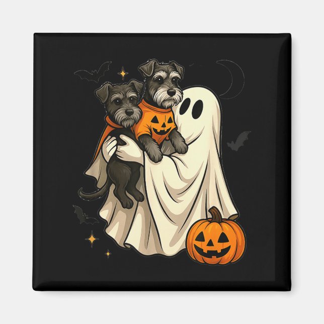 Ghost Miniature Schnauzer Dog Halloween  Magnet (Front)
