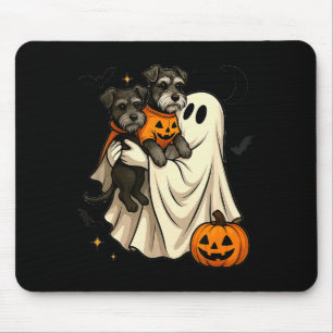 Ghost Miniature Schnauzer Dog Halloween Mouse Mat