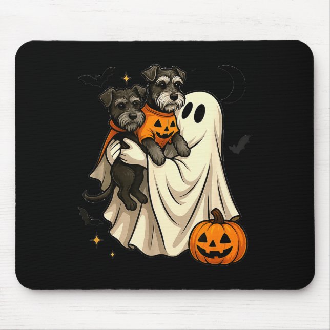Ghost Miniature Schnauzer Dog Halloween  Mouse Mat (Front)