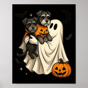 Ghost Miniature Schnauzer Dog Halloween Poster