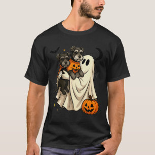Ghost Miniature Schnauzer Dog Halloween  T-Shirt