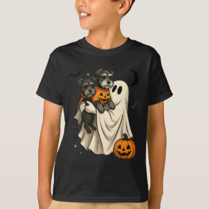 Ghost Miniature Schnauzer Dog Halloween T-Shirt