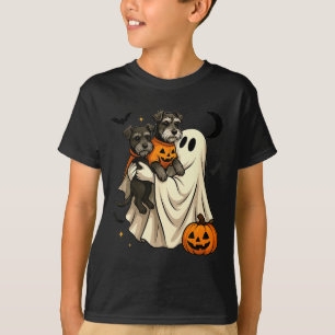 Ghost Miniature Schnauzer Dog Halloween  T-Shirt
