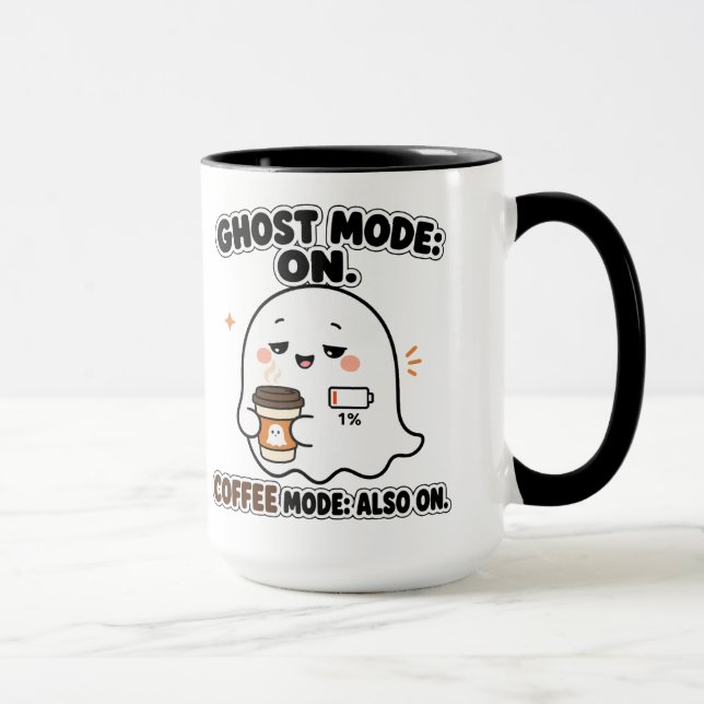 Ghost Mode On Coffee Mode Also On Black Large Mug (Right)