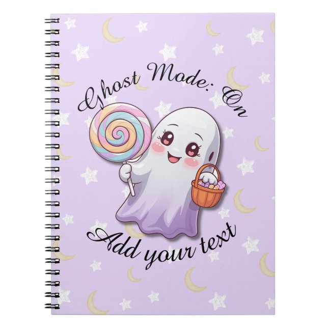 Ghost Mode: On – Halloween Ghost Notebook (Front)
