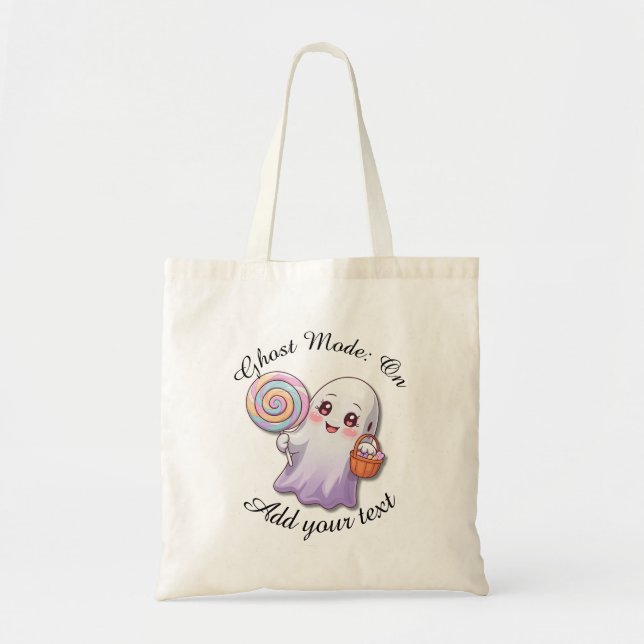 Ghost Mode: On – Personalised Halloween Tote Bag (Front)