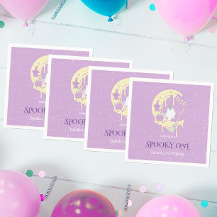 Ghost Moon Cute Spooky One Halloween 1st Birthday Napkin
