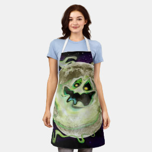 Ghost Moon Halloween Apron