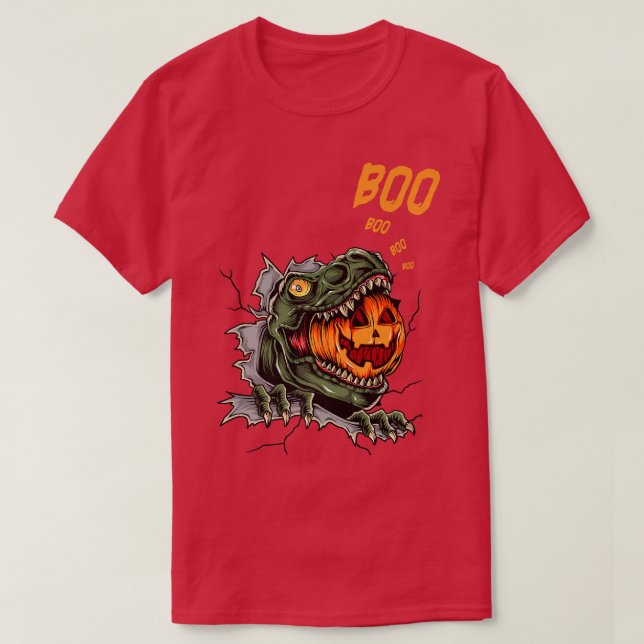 Ghost Mummy Dinosaur Funny Boo Halloween Boys Men  T-Shirt (Design Front)