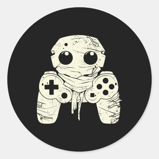 Ghost Mummy Gaming Controller Halloween Gamer Cost Classic Round Sticker (Front)