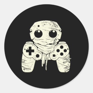 Ghost Mummy Gaming Controller Halloween Gamer Cost Classic Round Sticker
