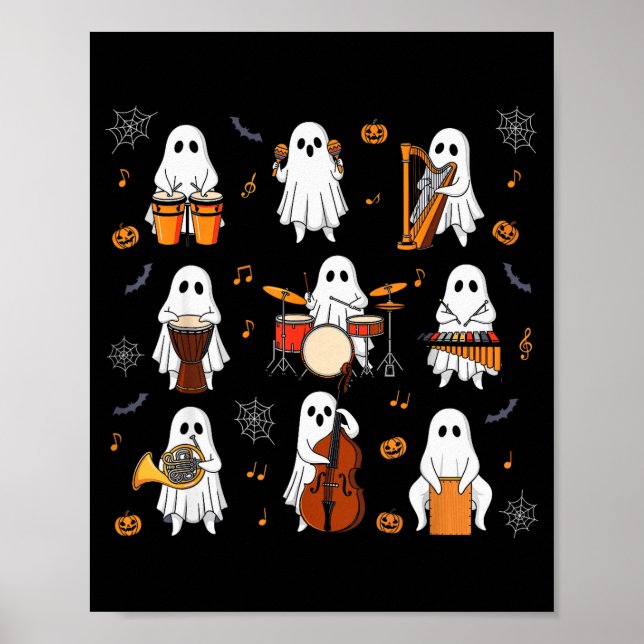 Ghost Music Teacher Funny Halloween Musician Costu Poster (Front)