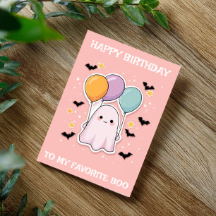 Ghost My Favourite Boo Halloween Birthday Card