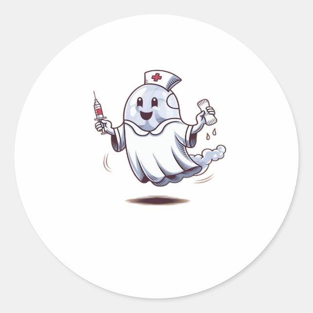 ghost nurse Classic T-Shirt Classic Round Sticker (Front)