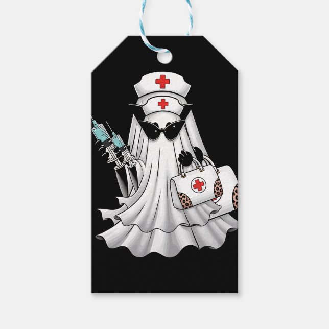 Ghost Nurse Halloween Gift Tags (Front)