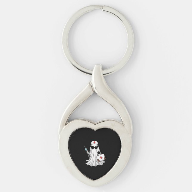 Ghost Nurse Halloween Key Ring (Front)