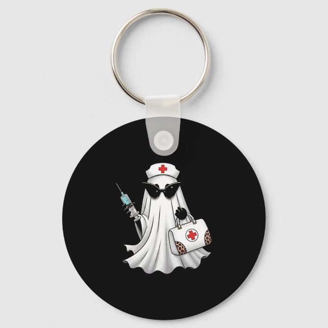 Ghost Nurse Halloween Key Ring (Front)