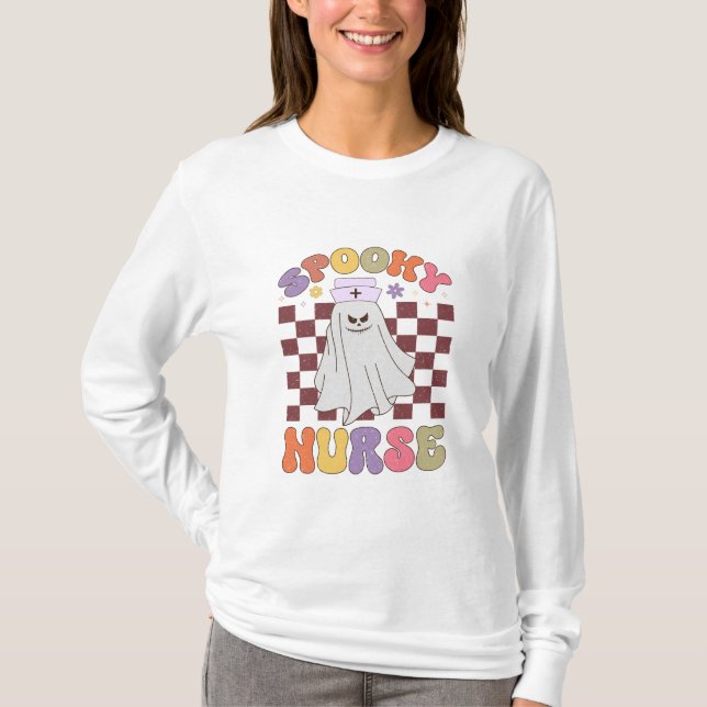Ghost Nurse Halloween Long Sleeve T-Shirt (Front)