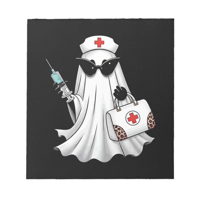Ghost Nurse Halloween Notepad (Front)