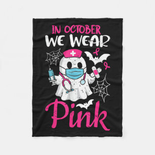 Ghost Nurse Halloween Nursing Breast Cancer Nk Rib Fleece Blanket