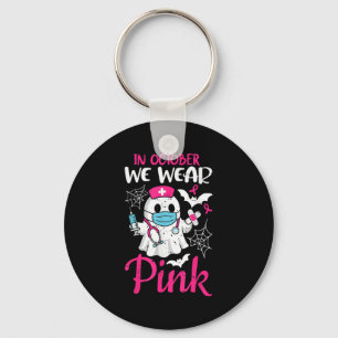 Ghost Nurse Halloween Nursing Breast Cancer Nk Rib Key Ring