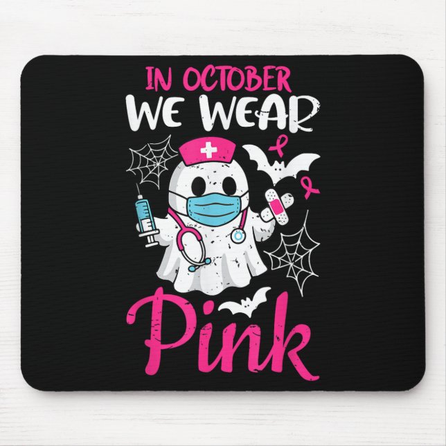 Ghost Nurse Halloween Nursing Breast Cancer Nk Rib Mouse Mat (Front)