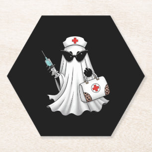 Ghost Nurse Halloween Paper Coaster