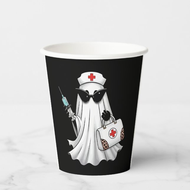 Ghost Nurse Halloween Paper Cups (Front)