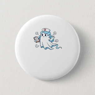 Ghost Nurse  Spookily Caring and Whimsically Haunt 6 Cm Round Badge
