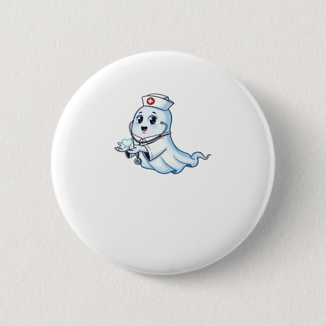 Ghost Nurse  Spookily Caring and Whimsically Haunt 6 Cm Round Badge (Front)