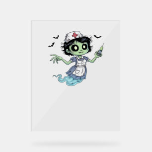 Ghost Nurse  Spookily Caring and Whimsically Haunt Acrylic Sign
